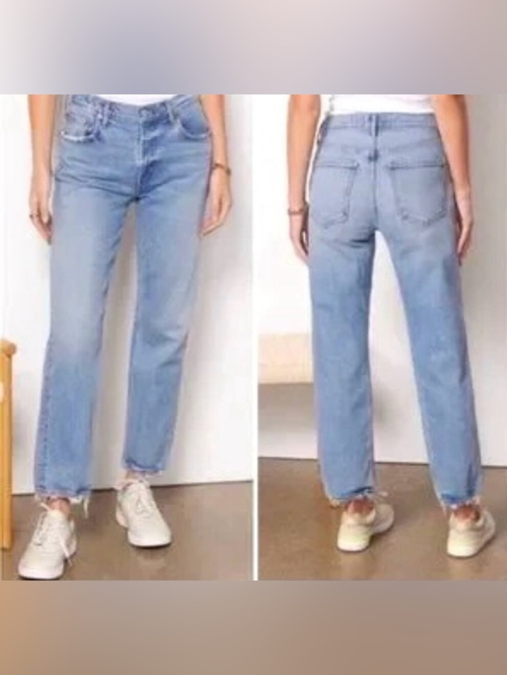 Agolde Jeans Kye Mid Rise Straight Crop Boho Distressed Size 26